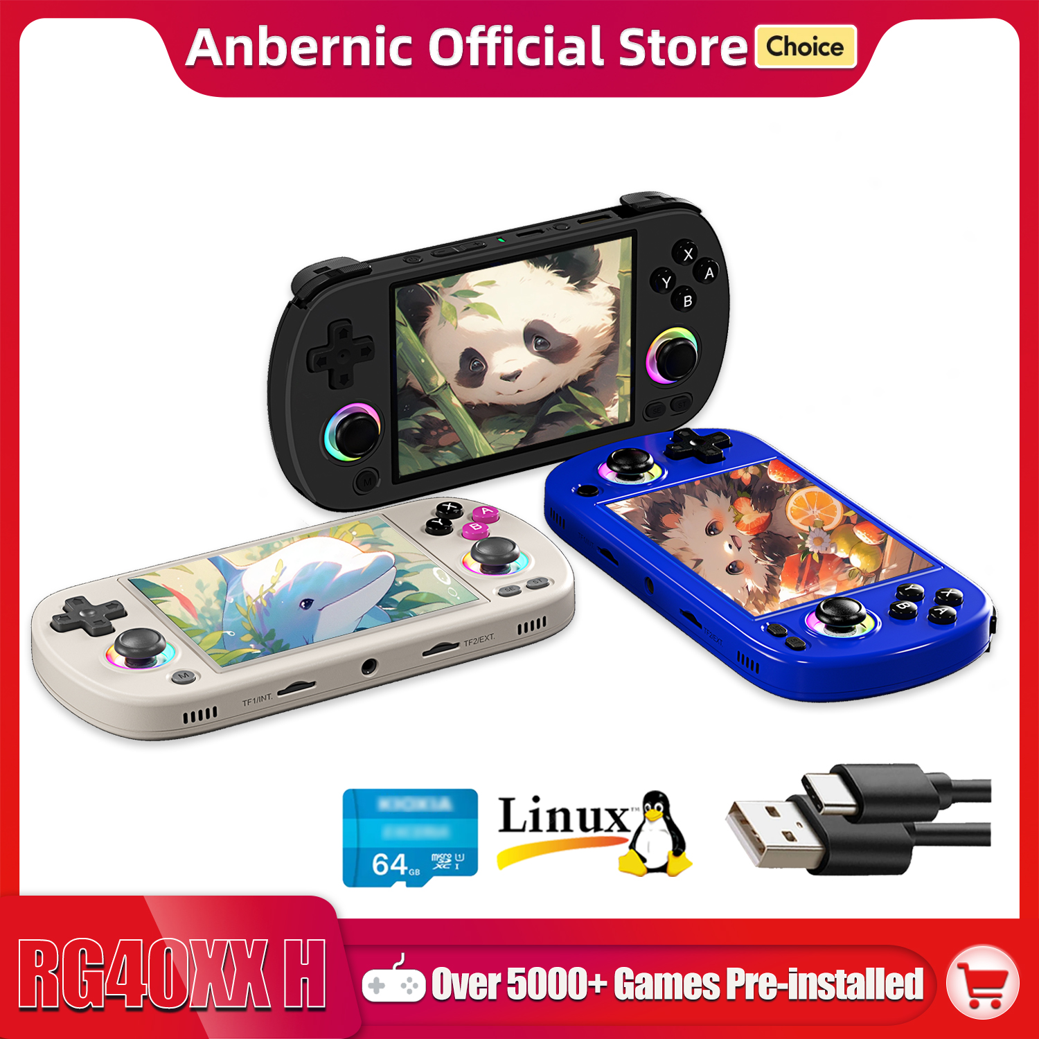Retro Gaming Emulator Console - ANBERNIC RG40XX H Handheld Game Console