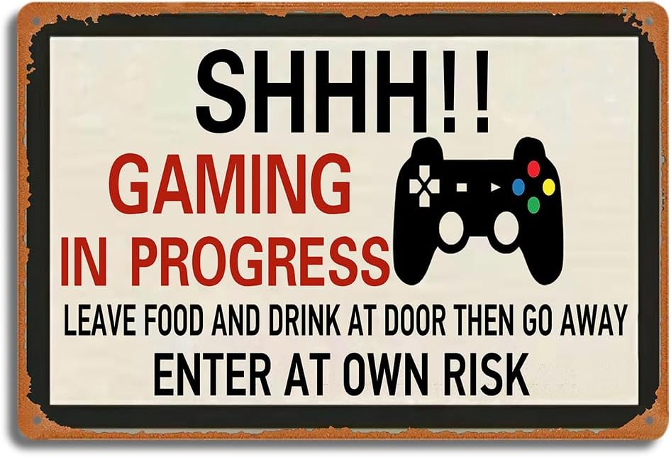 Retro Gaming Games - Retro Gaming Metal Tin Sign, SHHH!