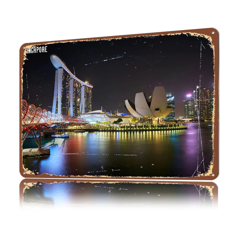 Singapore Skyline At Night Pos - Retro Gaming At avaliação e preço