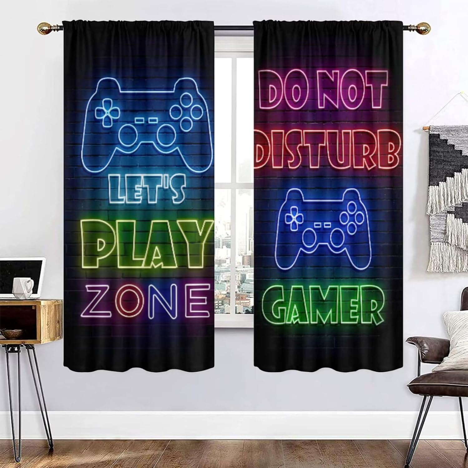 Gaming Gamer Curtain Curtains  - Retro Gaming Youtube avaliação e preço