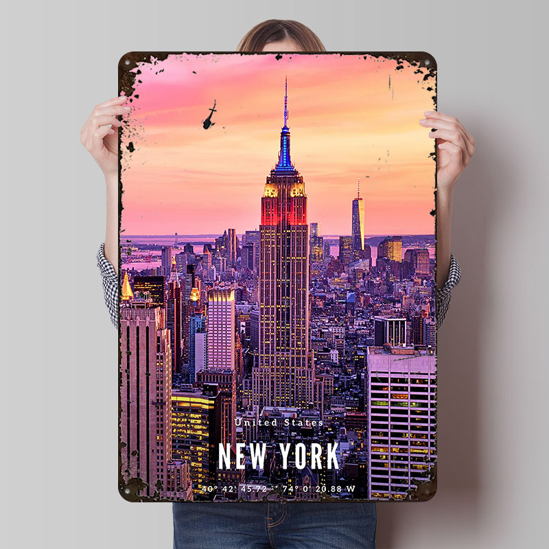 New York City Skyline Poster C - Retro Gaming York avaliação e preço