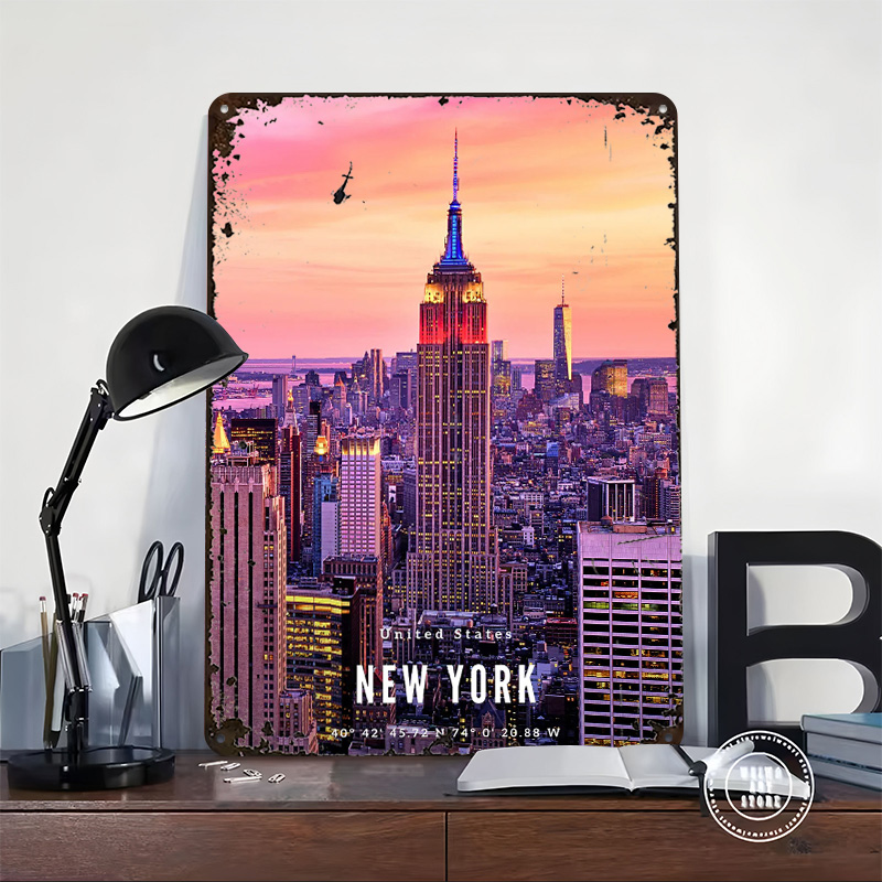 New York City Skyline Poster C - Retro Gaming York avaliação e preço