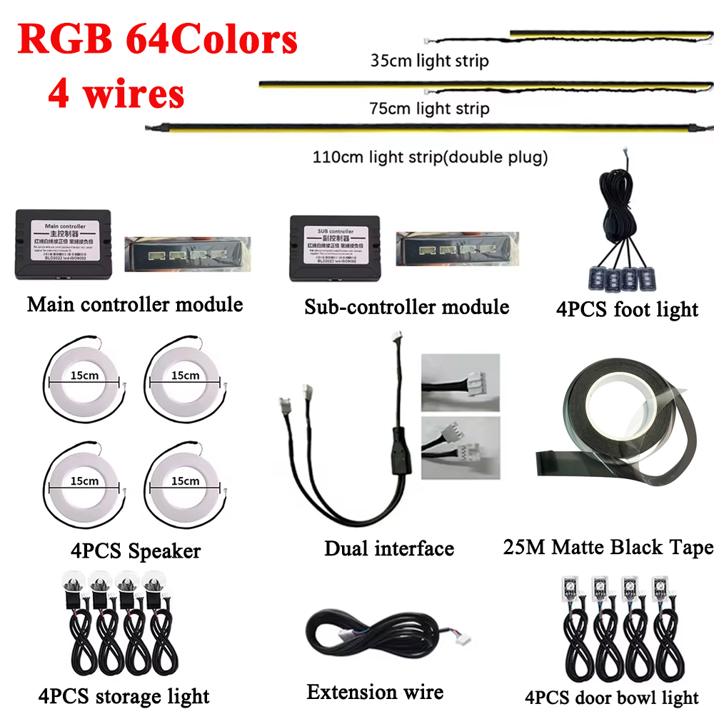 RGB 64 Colors LED Car Ambient  - Controller Extension Cord avaliação e preço