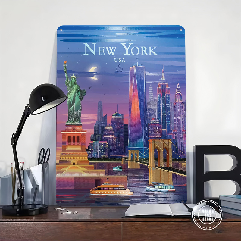 New York City Skyline Tin Post - Retro Gaming York avaliação e preço