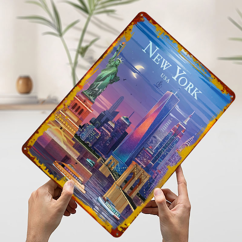 New York City Skyline Tin Post - Retro Gaming York avaliação e preço