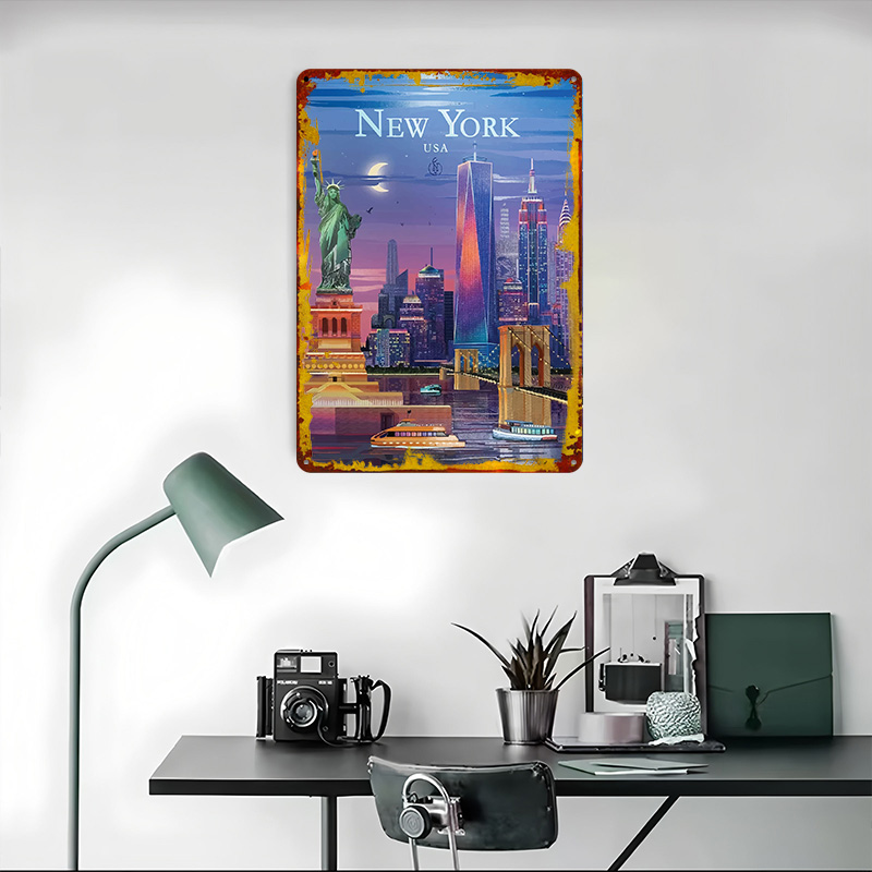 New York City Skyline Tin Post - Retro Gaming York avaliação e preço