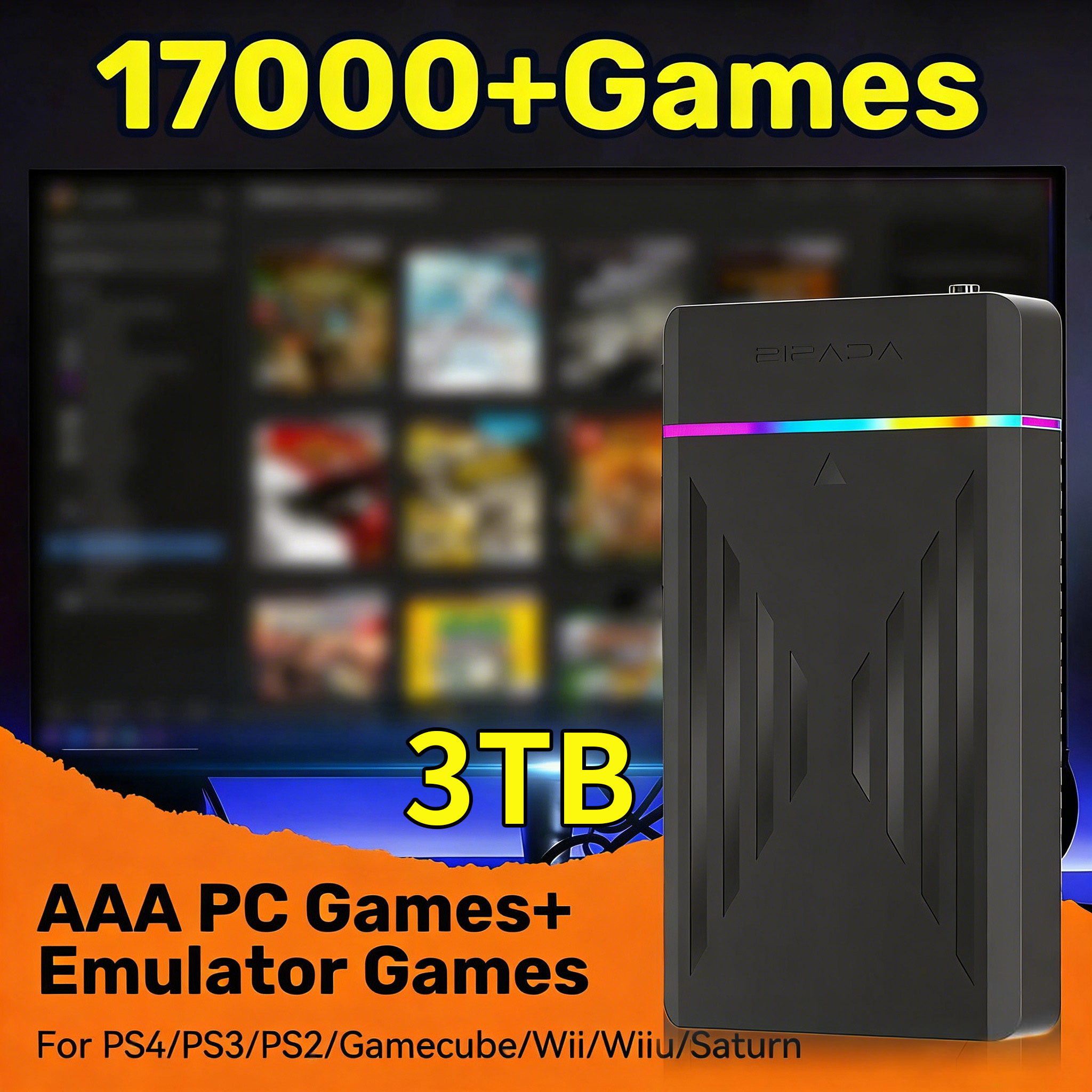 Portable 3TB Gaming HDD Video  - Retro Gaming Windows avaliação e preço