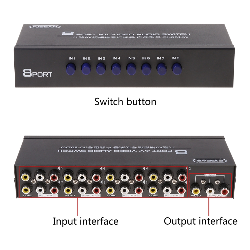 8-Way AV Switch RCA Switcher 8 - Composite Rca Cable avaliação e preço