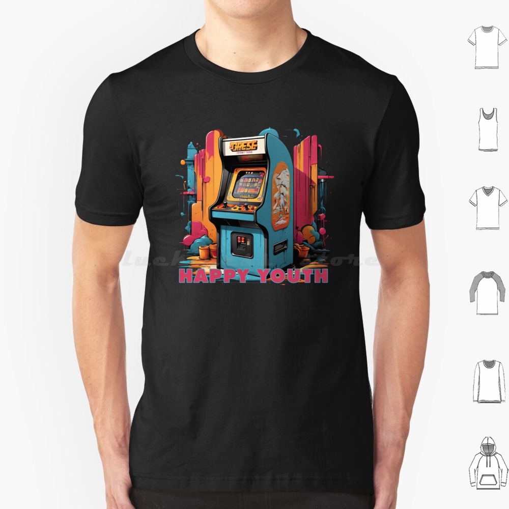 Happy Youth-Arcade T Shirt Men - Retro Gaming Games avaliação e preço