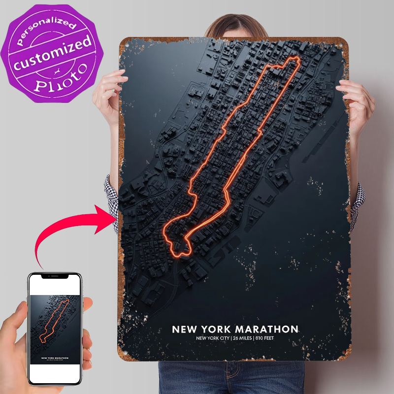 New York Marathon Map Tin Post - Retro Gaming York avaliação e preço