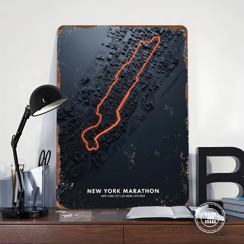 New York Marathon Map Tin Post - Retro Gaming York avaliação e preço