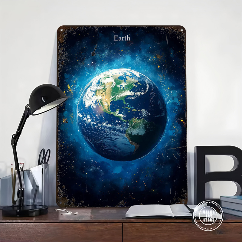 Earth in Space Tin Poster Cust - Retro Gaming Space avaliação e preço