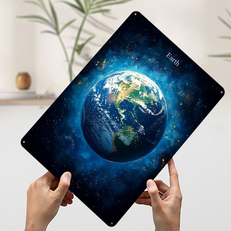 Earth in Space Tin Poster Cust - Retro Gaming Space avaliação e preço