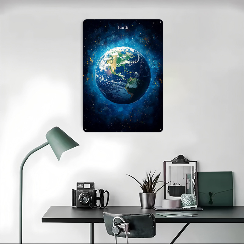Earth in Space Tin Poster Cust - Retro Gaming Space avaliação e preço