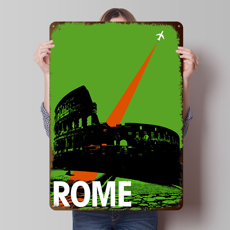Rome Travel Metal Poster Custo - Retro Gaming At avaliação e preço