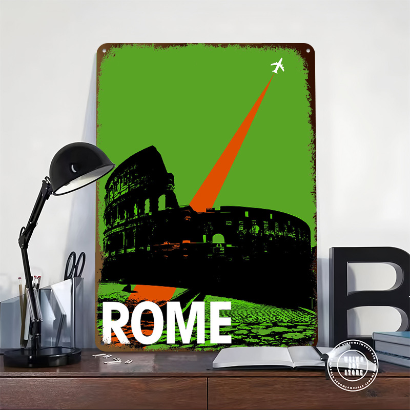 Rome Travel Metal Poster Custo - Retro Gaming At avaliação e preço