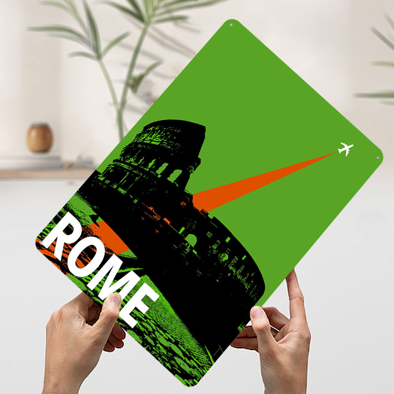 Rome Travel Metal Poster Custo - Retro Gaming At avaliação e preço