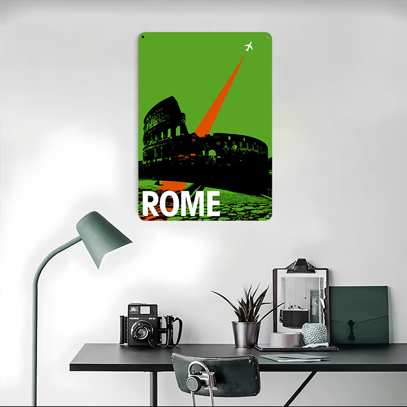 Rome Travel Metal Poster Custo - Retro Gaming At avaliação e preço