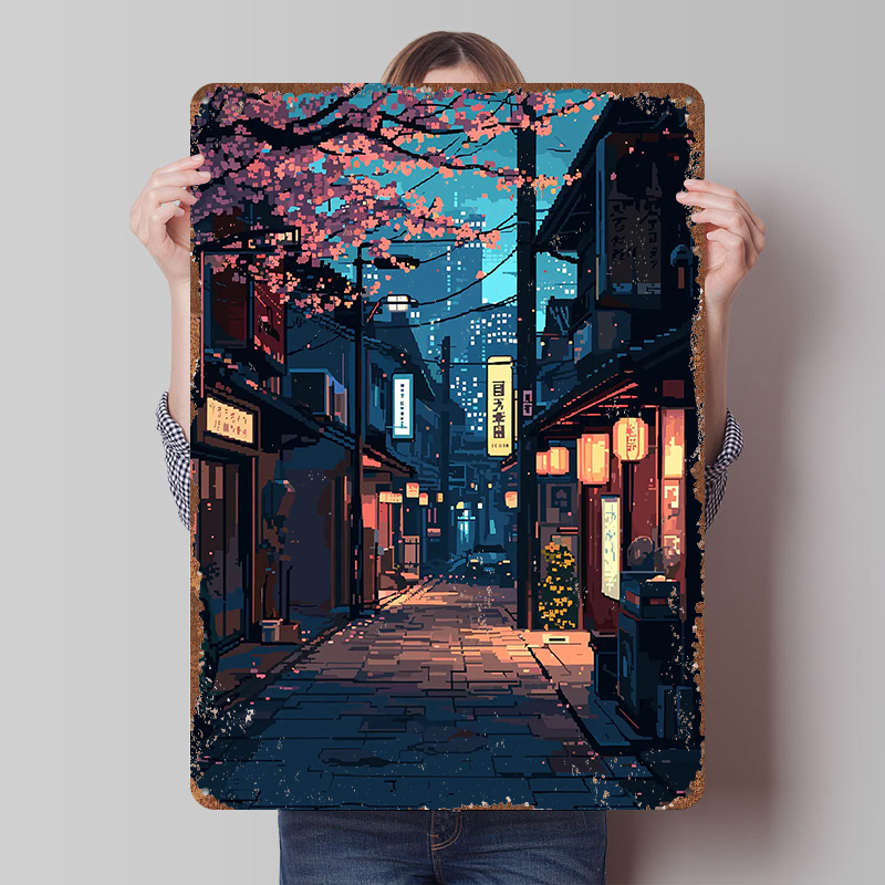 Tokyo Japan Pixel Art Tin Plaq - Retro Gaming Tokyo avaliação e preço