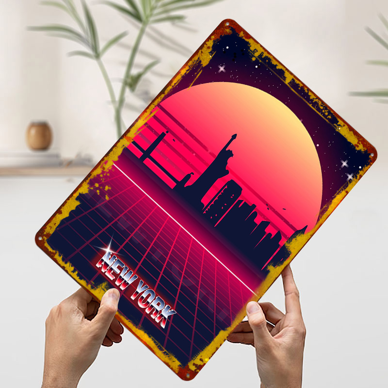 New York Skyline Metal Poster  - Retro Gaming York avaliação e preço