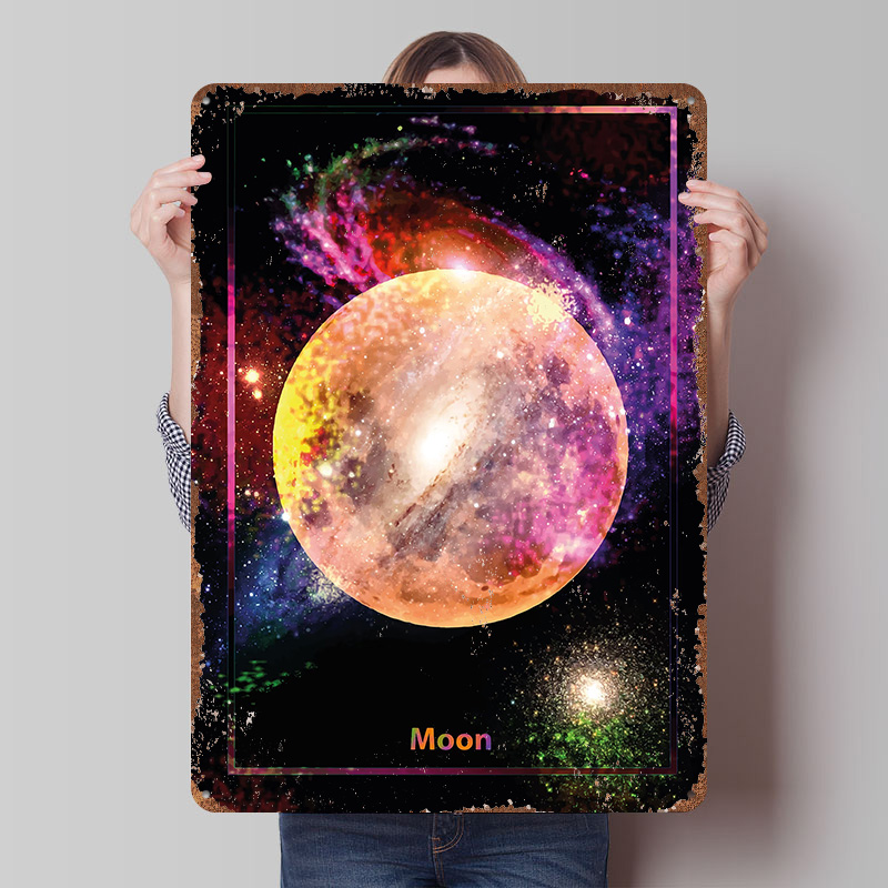 Colorful Moon in Space Metal P - Retro Gaming Space avaliação e preço