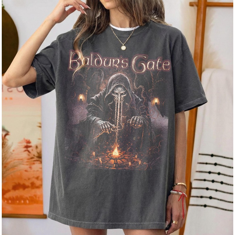 Vintage 90s Baldurs Gate 3 T-S - Retro Gaming T Shirts avaliação e preço