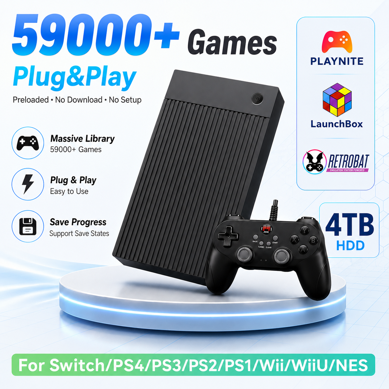 Portable 4TB Gaming HDD with 5 - Retro Gaming Emulator Console avaliação e preço