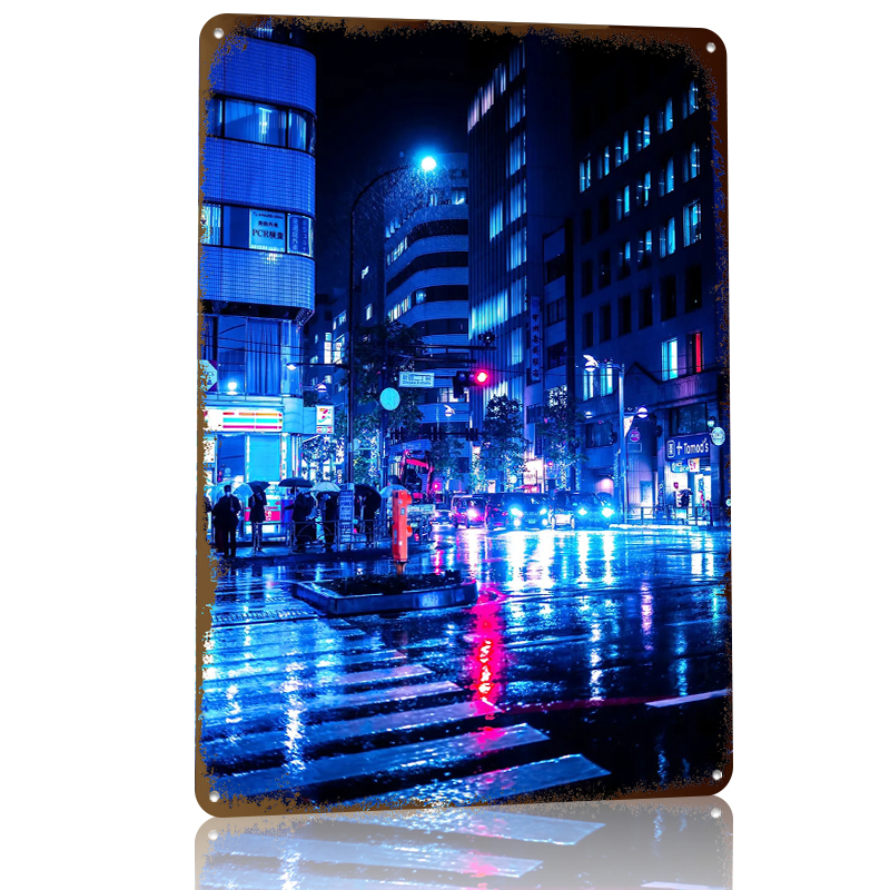 Neon Cityscape At Night Tin Po - Retro Gaming At avaliação e preço