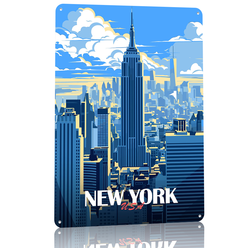 New York City Skyline Metal Po - Retro Gaming York avaliação e preço