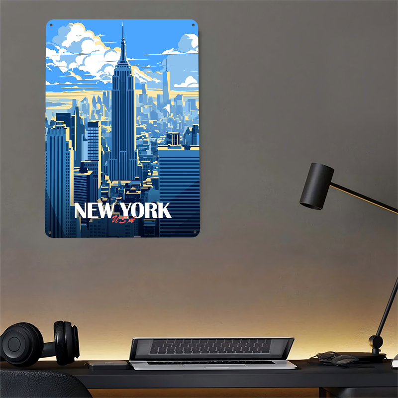 New York City Skyline Metal Po - Retro Gaming York avaliação e preço
