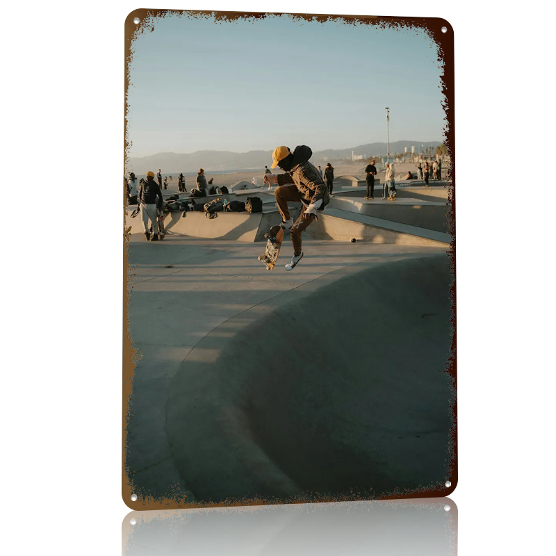 Skateboarder Mid-air At Sunset - Retro Gaming At avaliação e preço