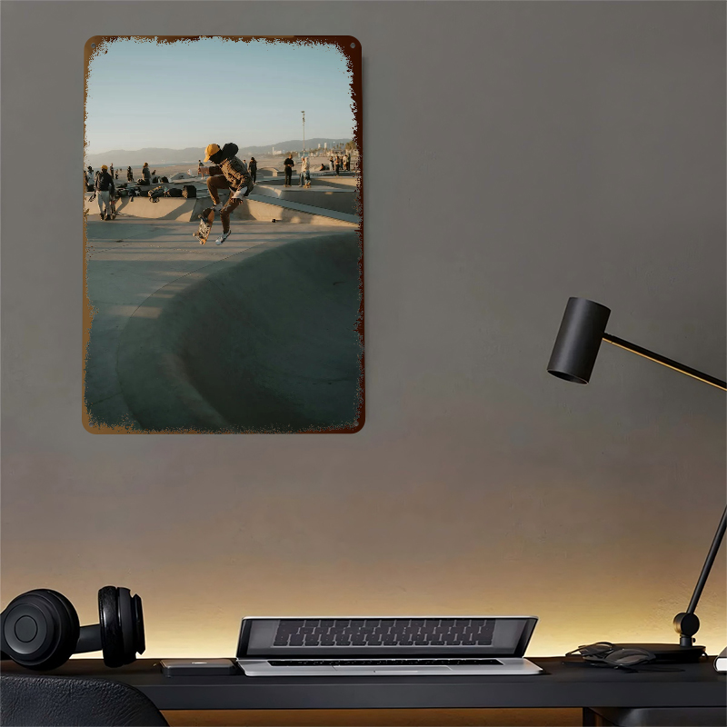 Skateboarder Mid-air At Sunset - Retro Gaming At avaliação e preço