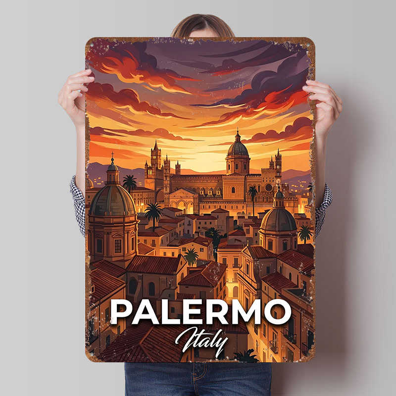 Palermo Italy Cityscape At Sun - Retro Gaming At avaliação e preço