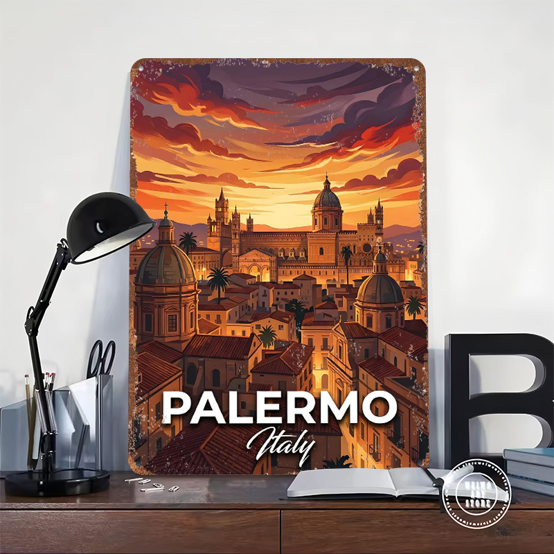 Palermo Italy Cityscape At Sun - Retro Gaming At avaliação e preço